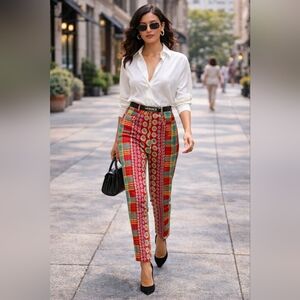 Vintage Y2K  90s Versace Couture Funky Electic  Mix Patterned Jeans 28